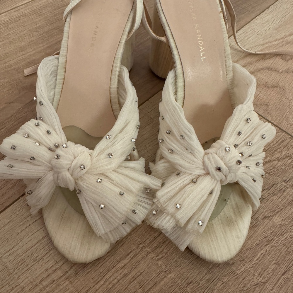 Loeffler Randall Ivory Bow Heels with Embellishments